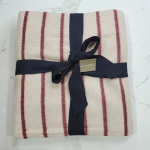 NWT J. Crew 100% Cashmere Burgandy Striped Throw